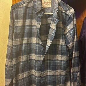 Weatherproof Men's Blue and Gray Plaid Button-Down Shirt